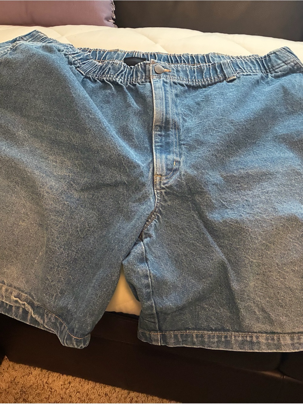 Men's, Harbor Bay, 2XL, big and tall,Blue Denim Elastic-Waist Shorts, EUC